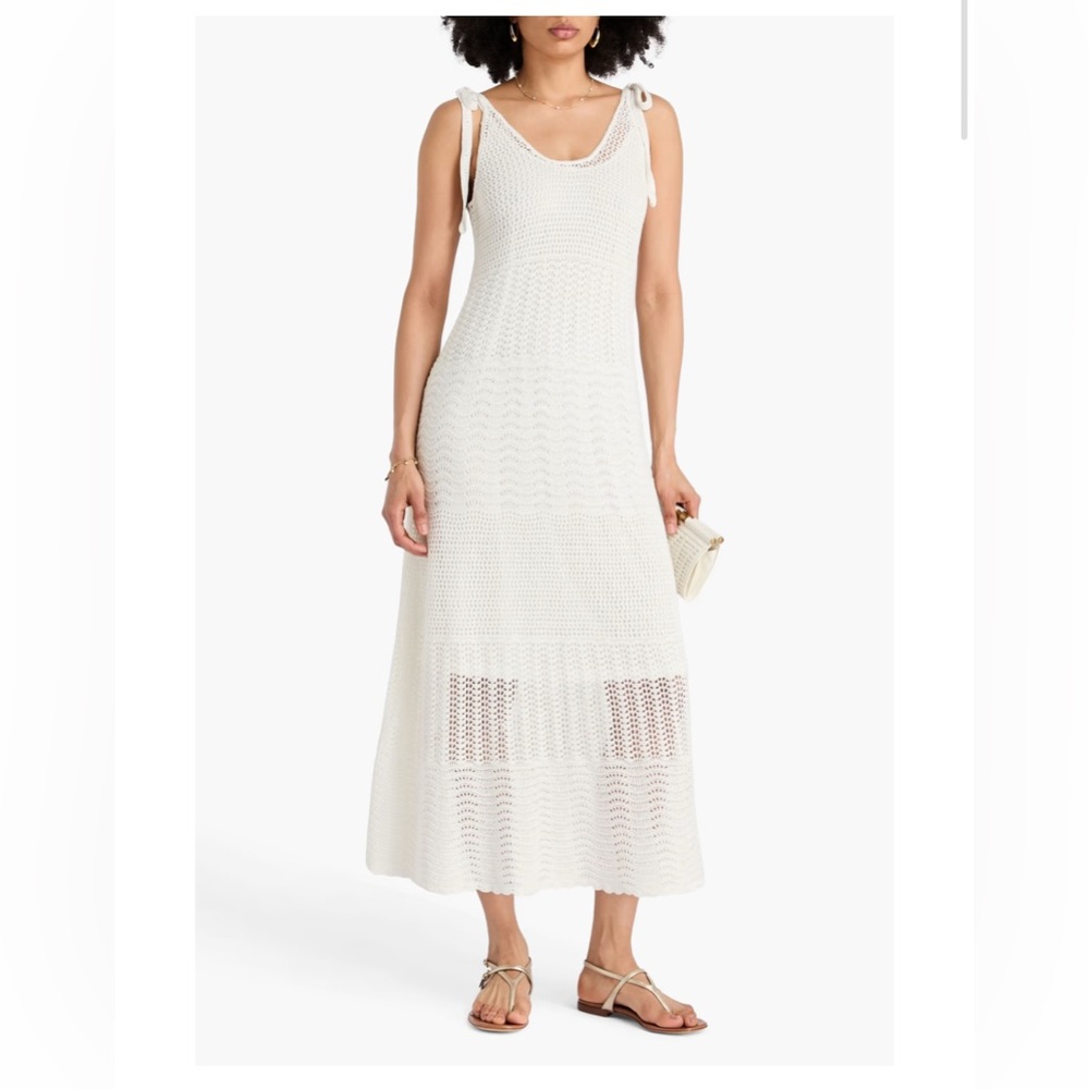 NWT ZIMMERMANN Crochet-knit linen-blend midi dress - Picture 1 of 6